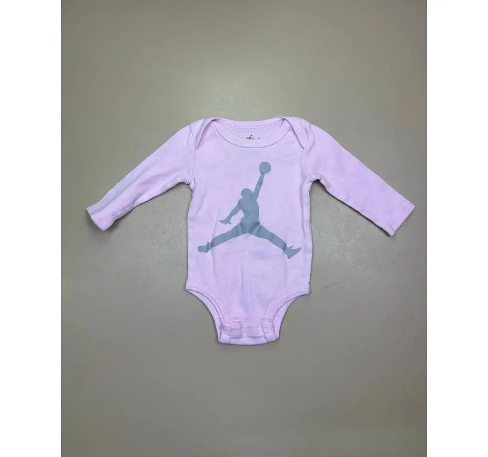Nike Jordan Baby Girl Pink Long Sleeve Bodysuit 6M Jumpman Logo One Piece EUC